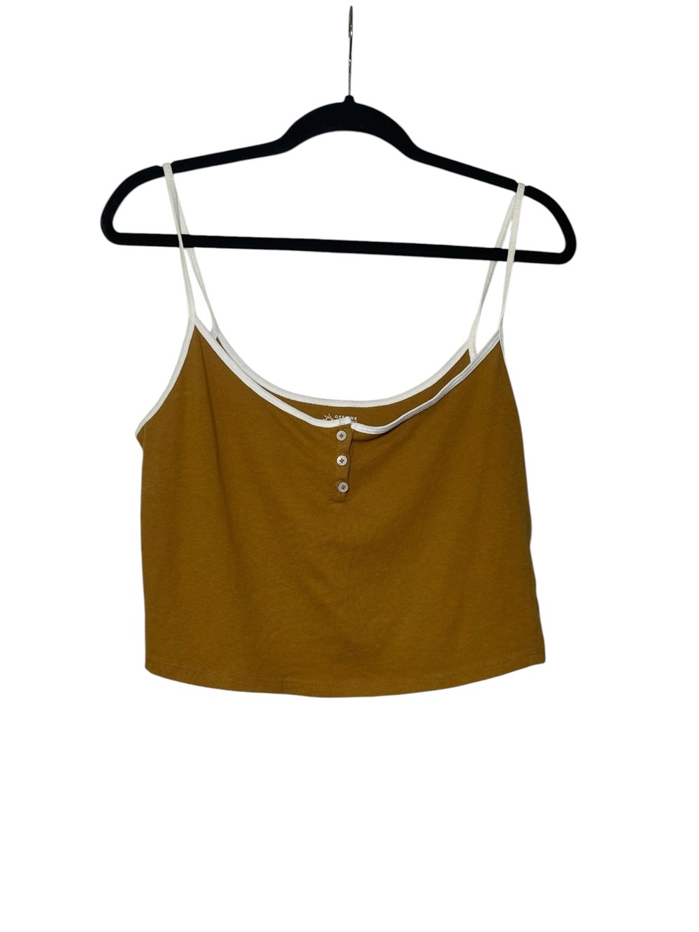 Offline by Aerie Women's Mustard Brown Knit Tank with Contrast Trim Size Large